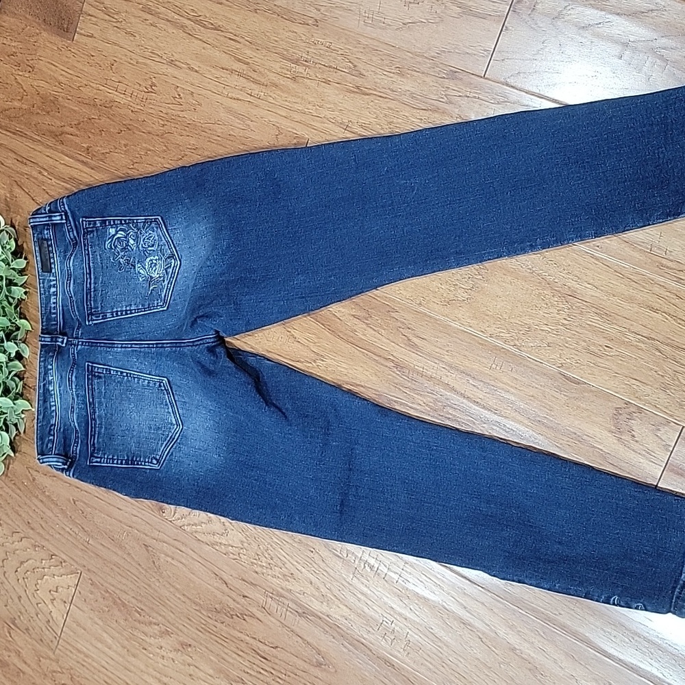 Miss Me Dark Blue Skinny Jeans with Floral Embroidery - Picture 3 of 14